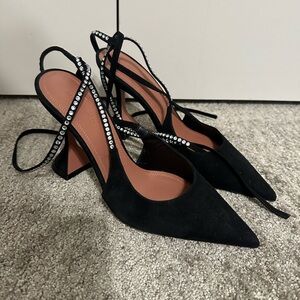 AMINA MUADDI Karma crystal-embellished suede pumps, 37 NEW no box